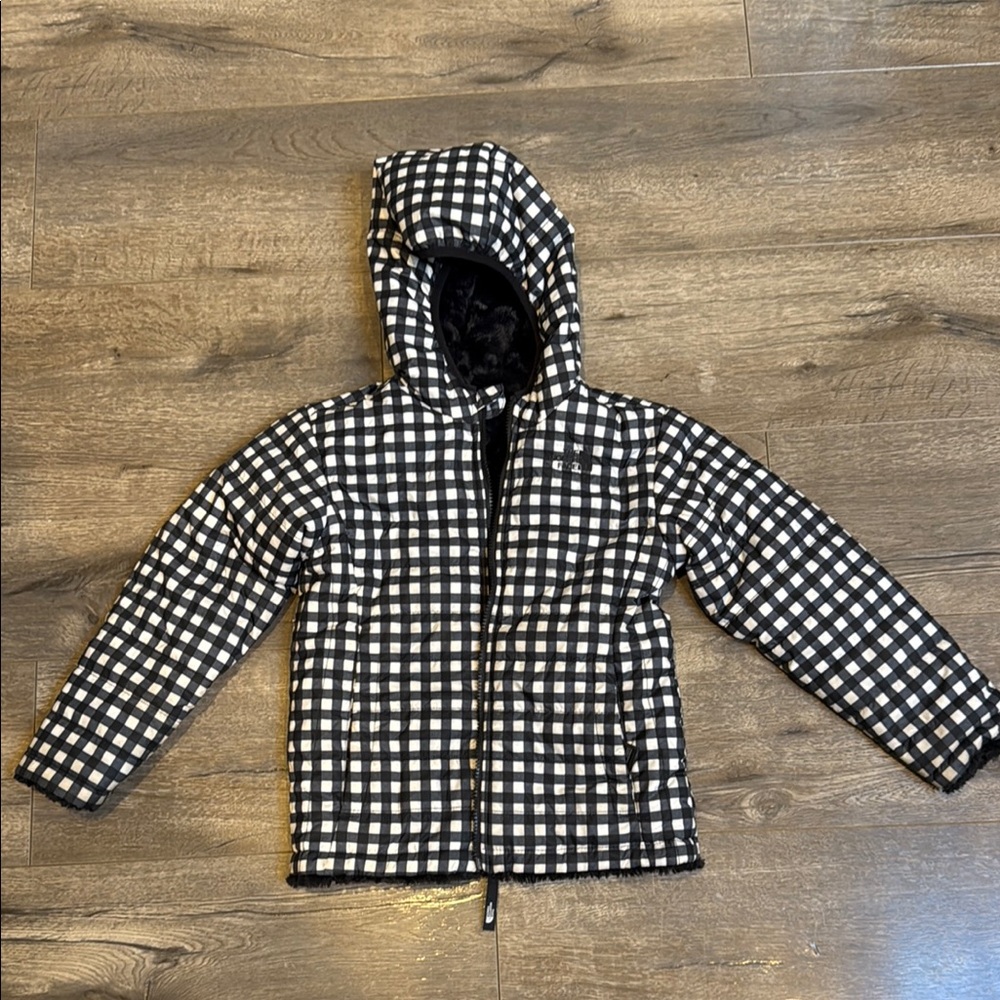 The North Face Kids Black and White Checkered Puffer Jacket